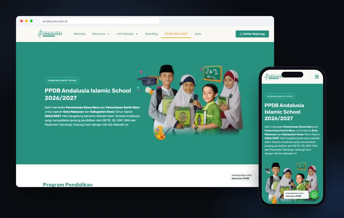 Mockup website Andalusia School