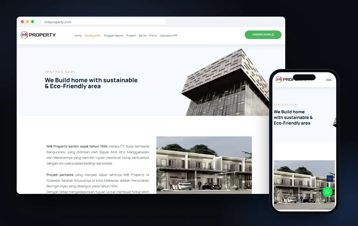 Mockup website IMB Property karya Edutech