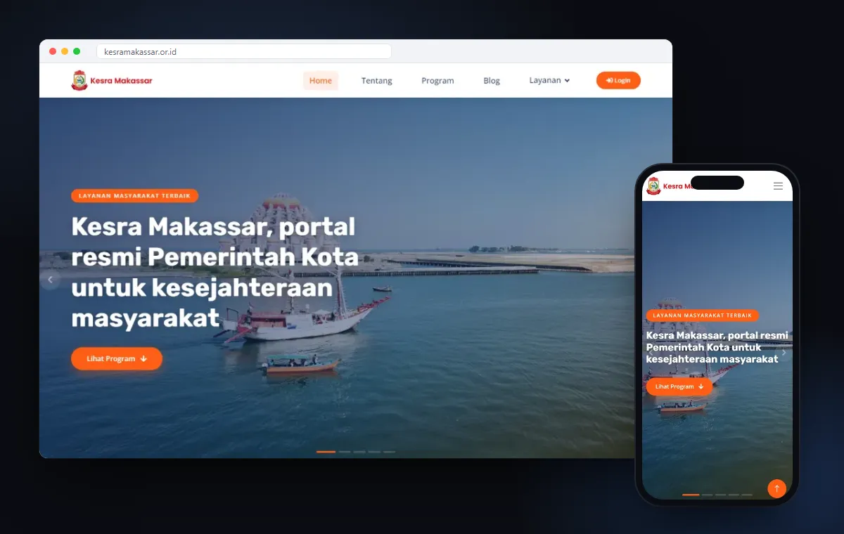 Mockup website Kesra Makassar karya Edutech