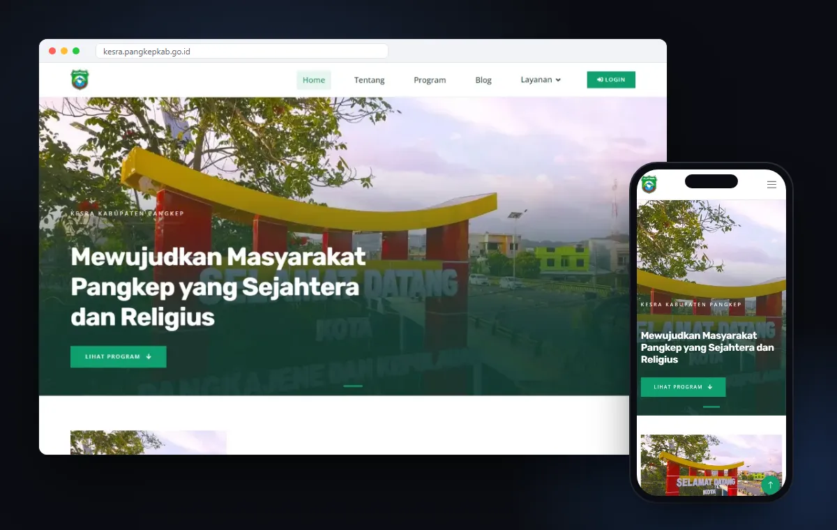 Mockup website Kesra Pangkep karya Edutech