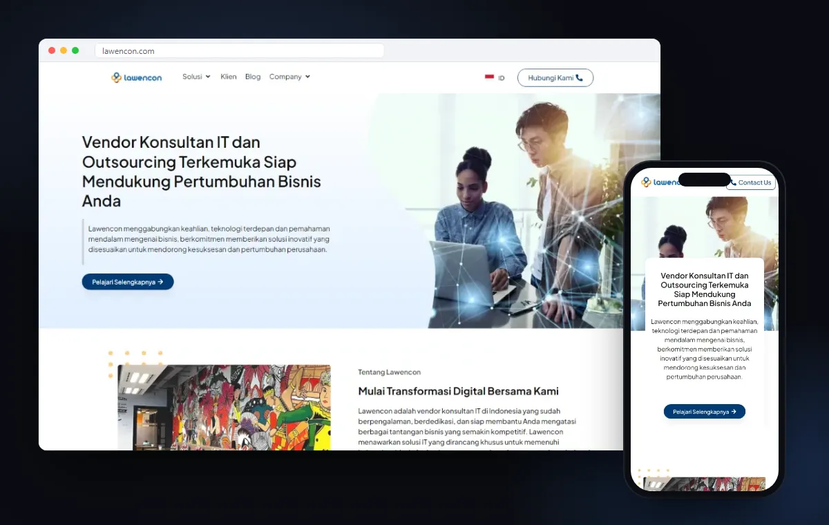 Mockup website Lawencon karya Edutech