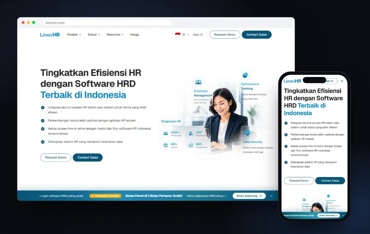 Mockup website LinovHR karya Edutech