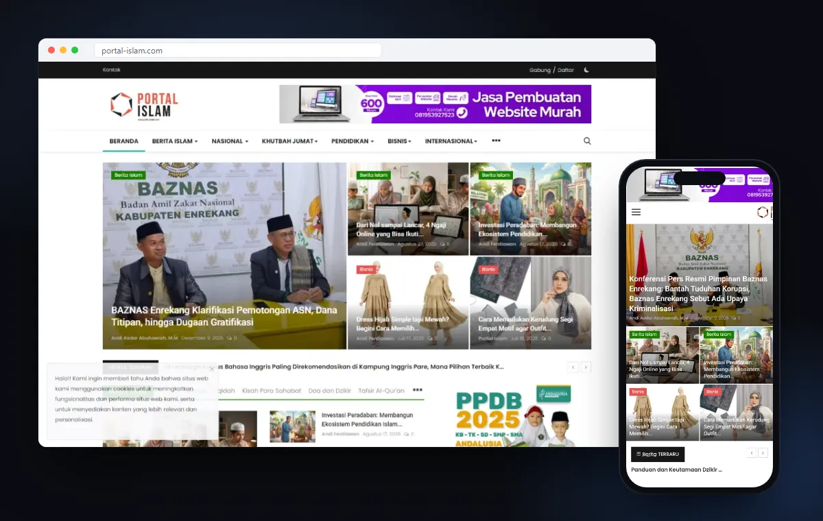 Mockup website Portal Islam karya Edutech