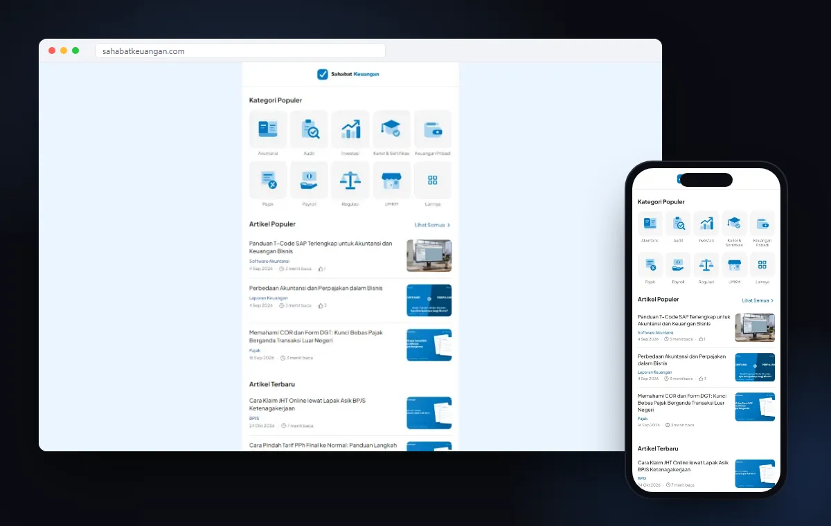 Mockup website Sahabat Keuangan karya Edutech