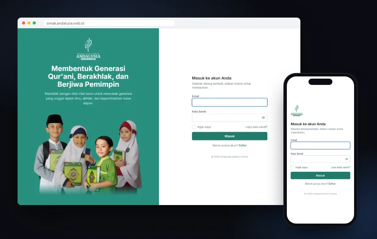 Mockup website SIMAK Andalusia karya Edutech