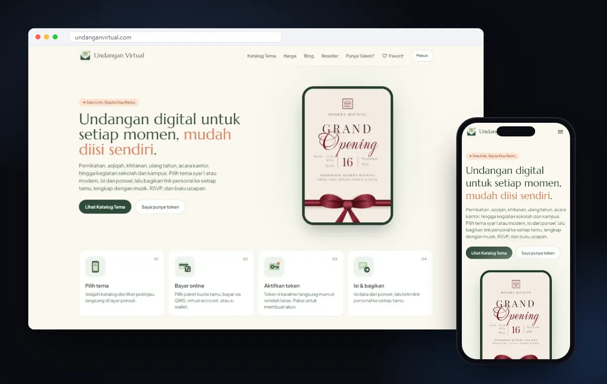 Mockup website Undangan Virtual karya Edutech