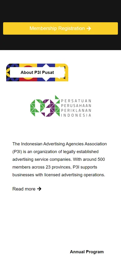 Tampilan mobile P3I Pusat