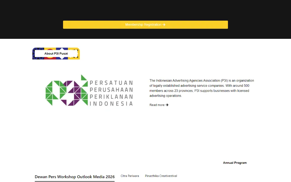 Tampilan desktop P3I Pusat