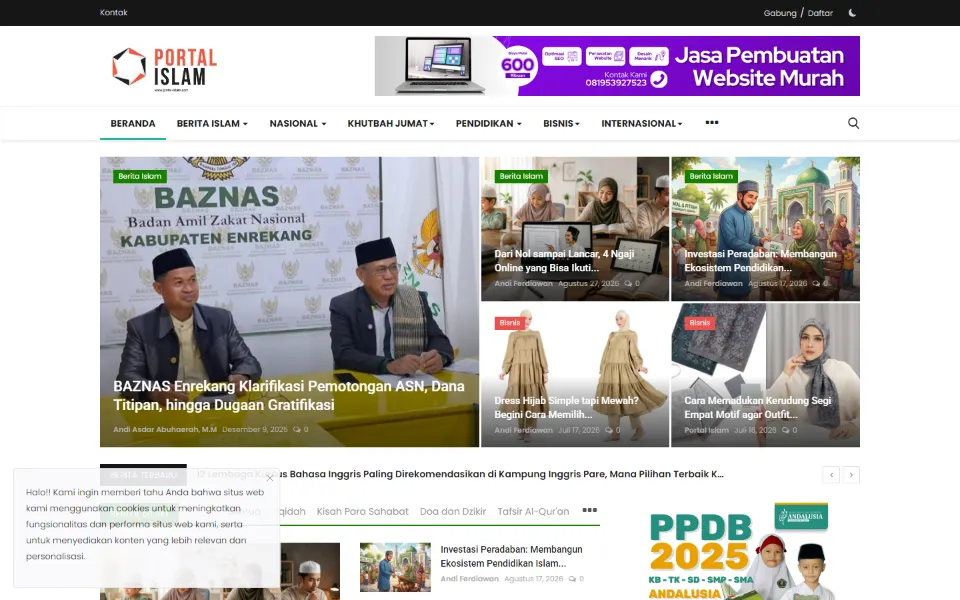Tampilan desktop Portal Islam