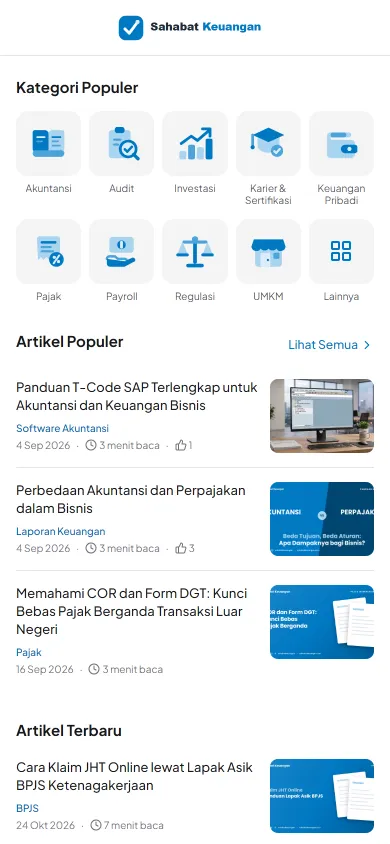 Tampilan mobile Sahabat Keuangan