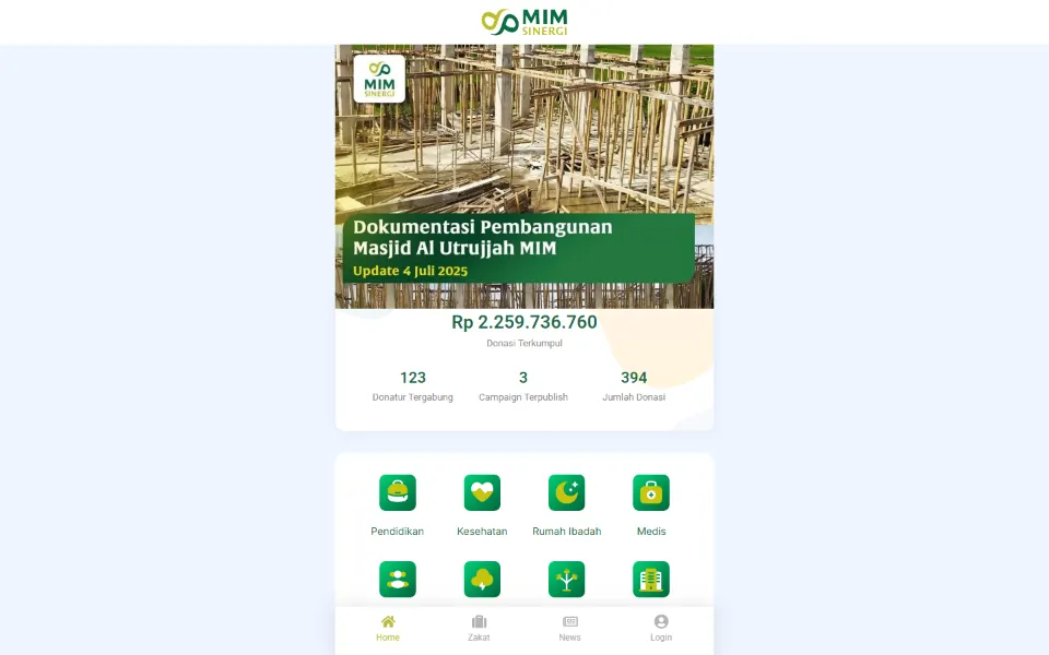 Tampilan desktop MIM Sinergi