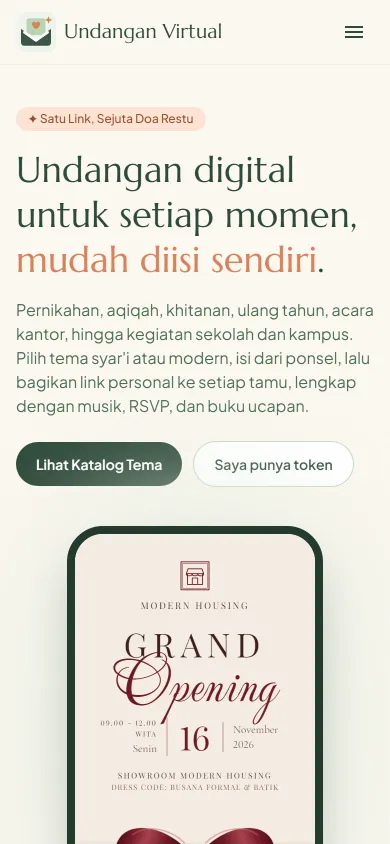 Tampilan mobile Undangan Virtual
