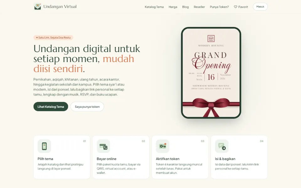 Tampilan desktop Undangan Virtual